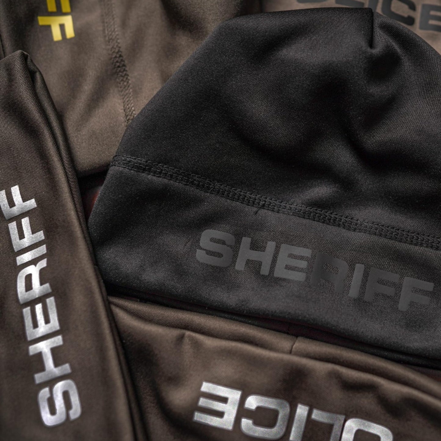 13FA Sheriff Utility Beanie - USA Patriotic Gear - Poly-Spandex Blend for Stretch-Fit Comfort - Unisex Hi-Vis Winter Hat (US, Alpha, One Size, Standard, Black & Black)