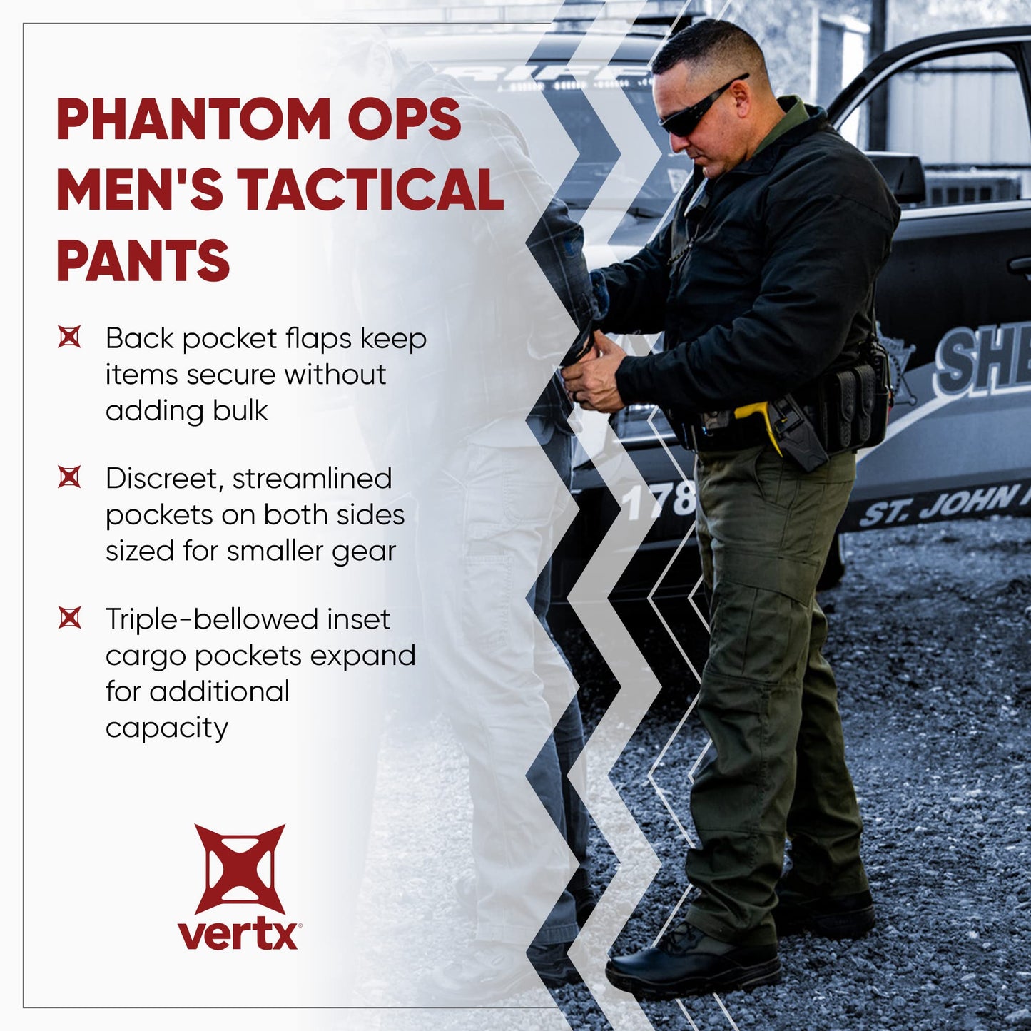 Vertx Men's Phantom Ops Tactical Pants Cargo Utility with Pockets, Water-Resistant Work-wear, Tactical Operations, Relaxed-fit, Smoke Grey - 46 x 36
