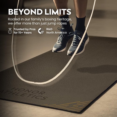 Honor Athletics Premium Jump Rope Mat – 1/4" Thick High-Density Rubber | Non-Slip Surface for Indoor/Outdoor Use | Durable & Odor-Free Skipping Mat, Standard – 36" x 48"