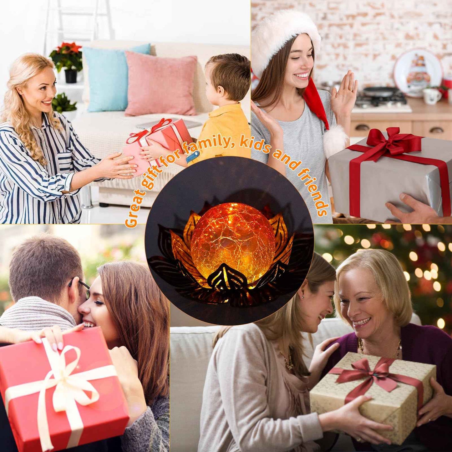 Lotus Flower Lamp Solar Garden Lights Yard Art Gardening Gifts for Women Waterproof Led Metal Flower Lights for Patio Porch Pathway Lawn Pond Outdoor Decorations