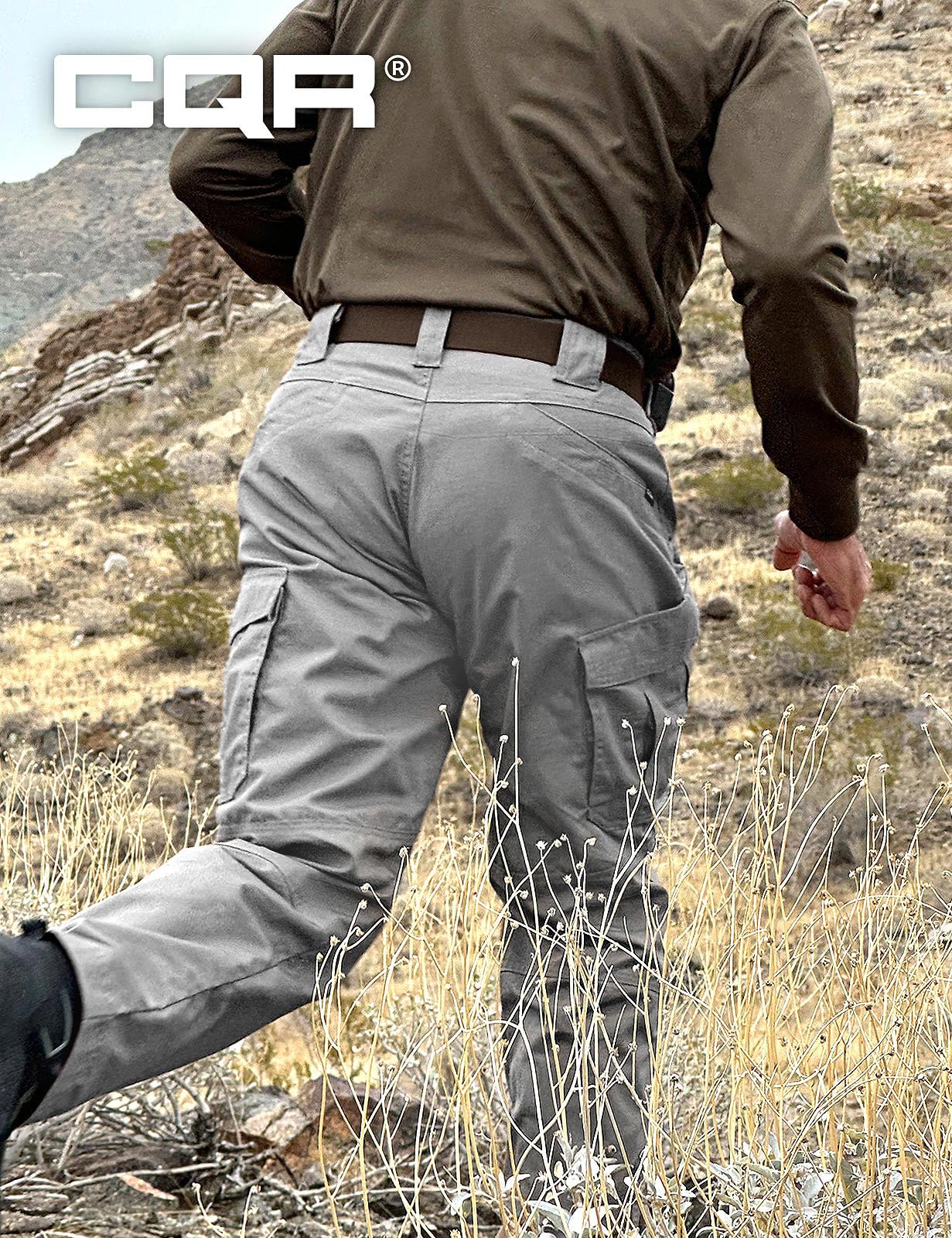 CQR Men's Tactical Pants, Water Resistant Ripstop Cargo Pants, Lightweight EDC Work Hiking Pants, Outdoor Apparel, Raider Mag Pocket Stone, 36W x 34L