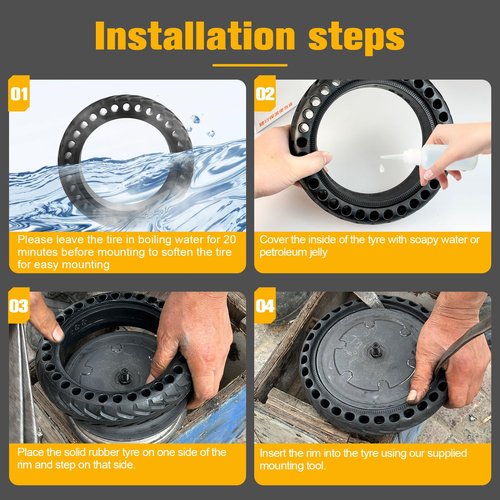 8.5x2 Inch Solid Tire for Electric Scooter, 50/75-6.1 Replacement Rubber Tire Compatible with Gotrax GXL V2/XR/APEX, Xiaomi M365/Pro/1S, 8.5x2 Scooter Tire (Black 2pcs)