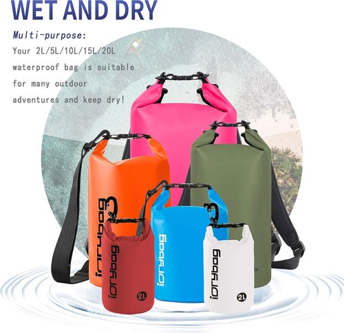 IDRYBAG Waterproof Dry Bag for Kayaking - Lightweight & Durable, Available in 2L/5L/10L/15L/20L Sizes