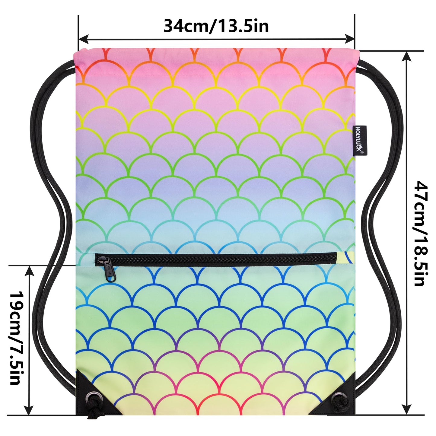 HOLYLUCK Drawstring Backpack Bag Sport Gym Sackpack (Colorful Fish Feather)