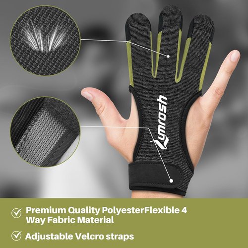 Archery Gloves - 3 Finger Cowhide Shooting Gear for Men, Women & Kids | Black, Large Size