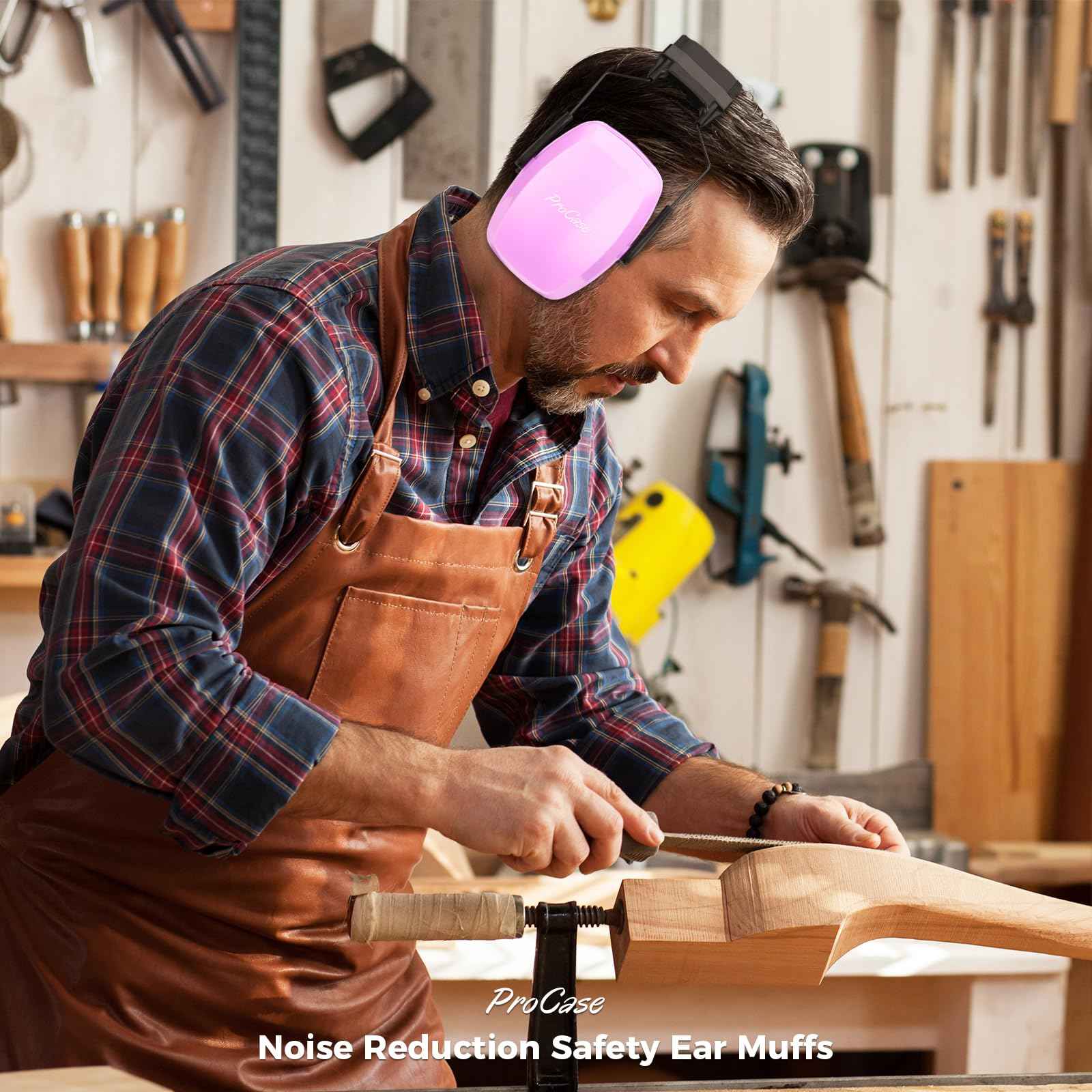 ProCase Noise Cancelling Ear Muffs SNR 33dB, Ear Hearing Protection Headphones for Adults, Sound Proof Ear Defenders for Work, Mowing, Shooters Shooting Gun Range, Construction -Purple