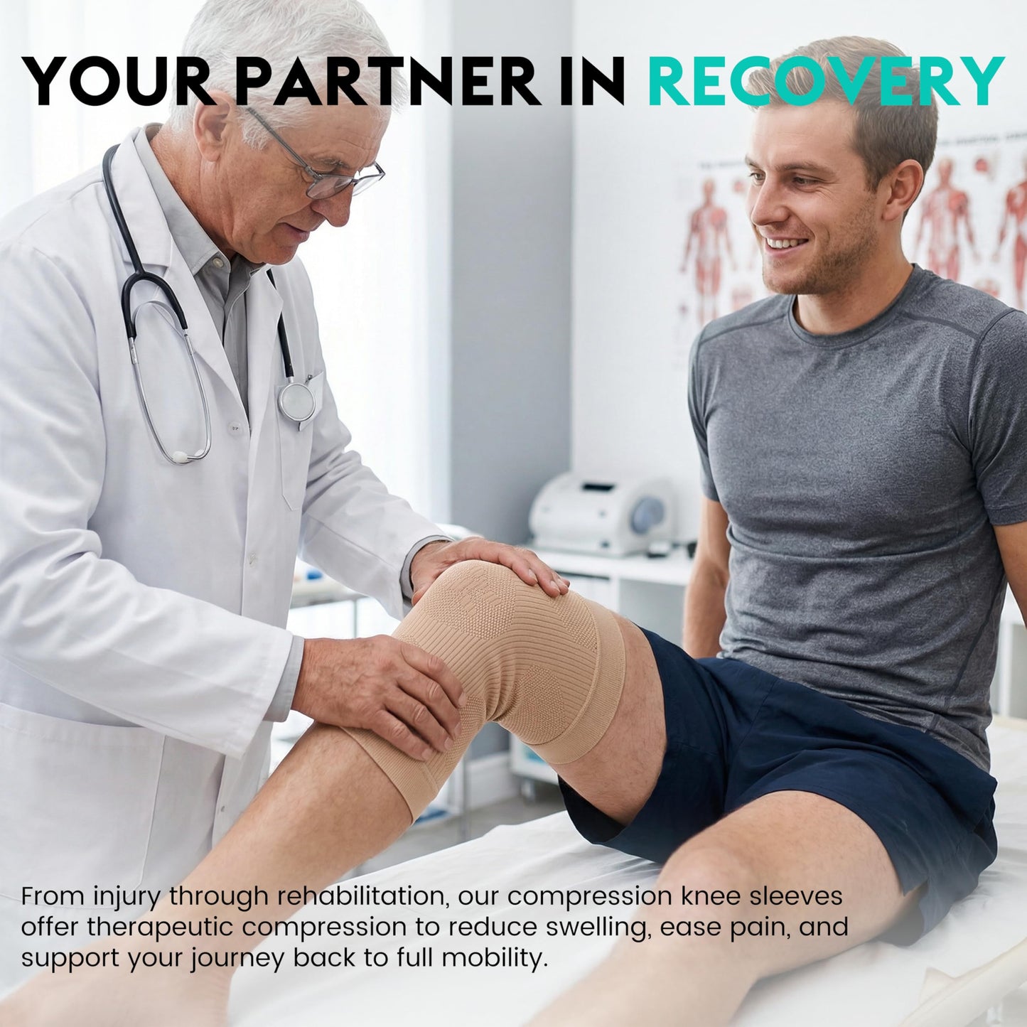 KEKING Orthopedic Brace for Tendinitis, Arthritis, ACL, MCL, Injury Recovery, Meniscus Tear, Knee Pain, Aching Knees, Patellar Tendonitis and Arthritis, Knee Compression Sleeves 2 Pack, Beige XXL