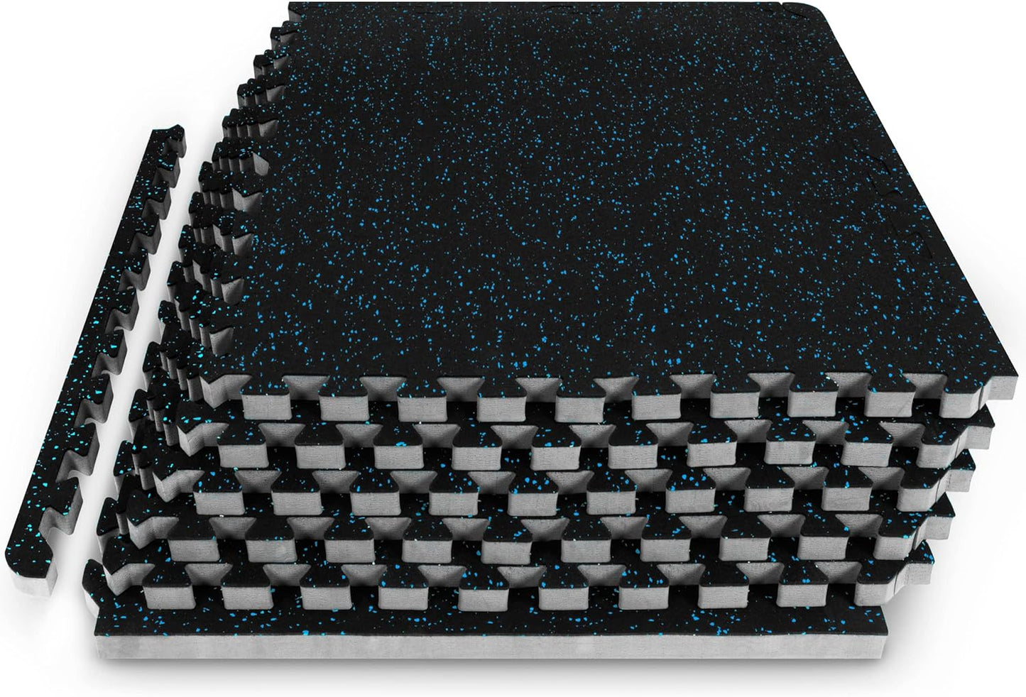 ProsourceFit Rubber Exercise Puzzle Mat - 3/4-Inch Thick EVA Foam | 24 SQFT, 6 Interlocking Tiles, Blue