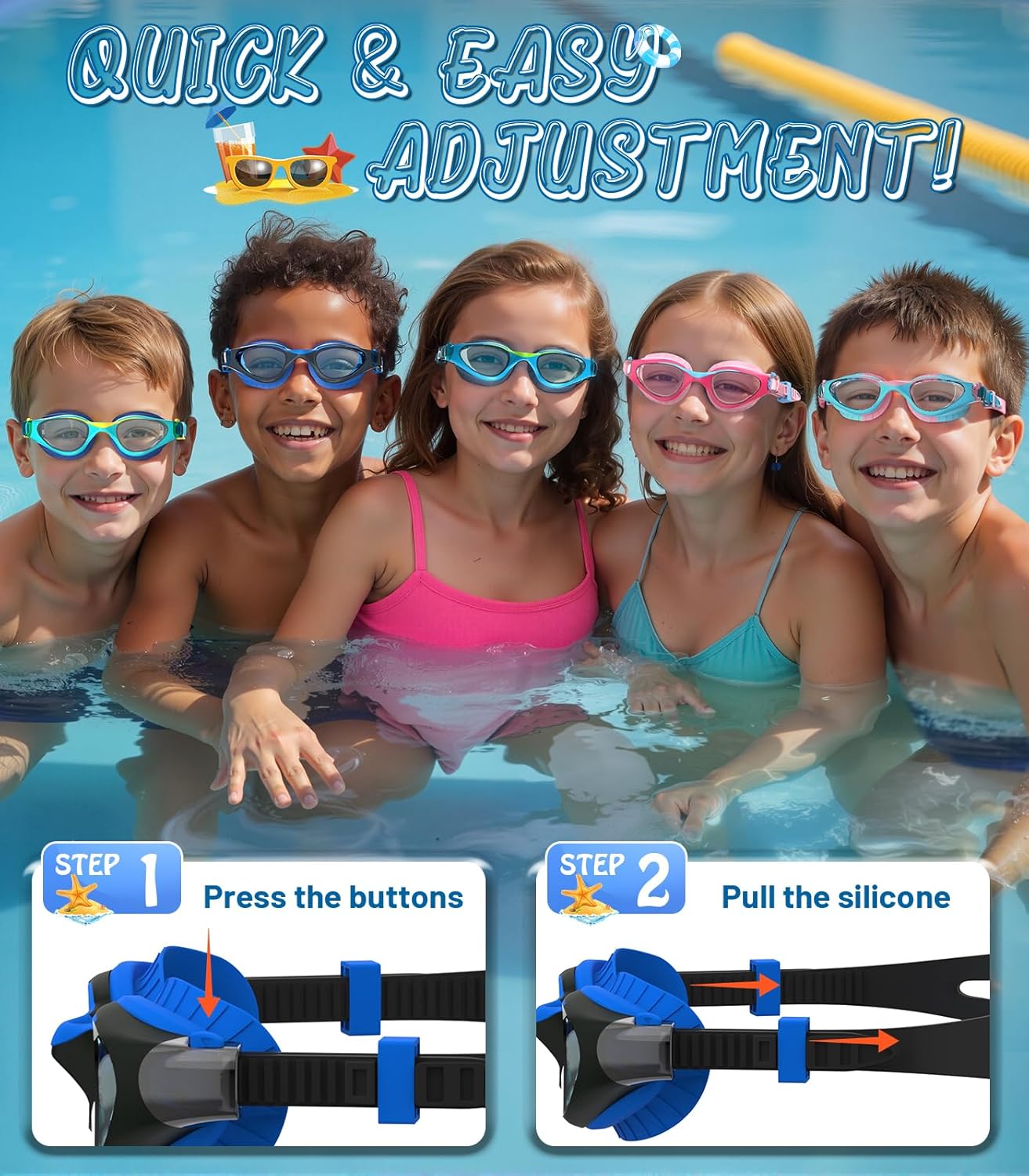 Skiennix Swim Goggles for Kids | Anti-Fog UV Protection & Leakproof Design, Ages 6-14