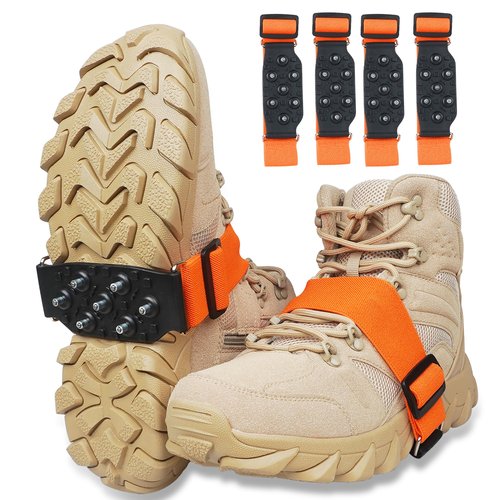 Mid-Sole Ice Cleats for Boots and Shoes Men & Women Crampons Anti Slip Ice Shoes Snow Traction Cleats -Rotatable Traction Aids for Winter Snow L/XL-2PCS
