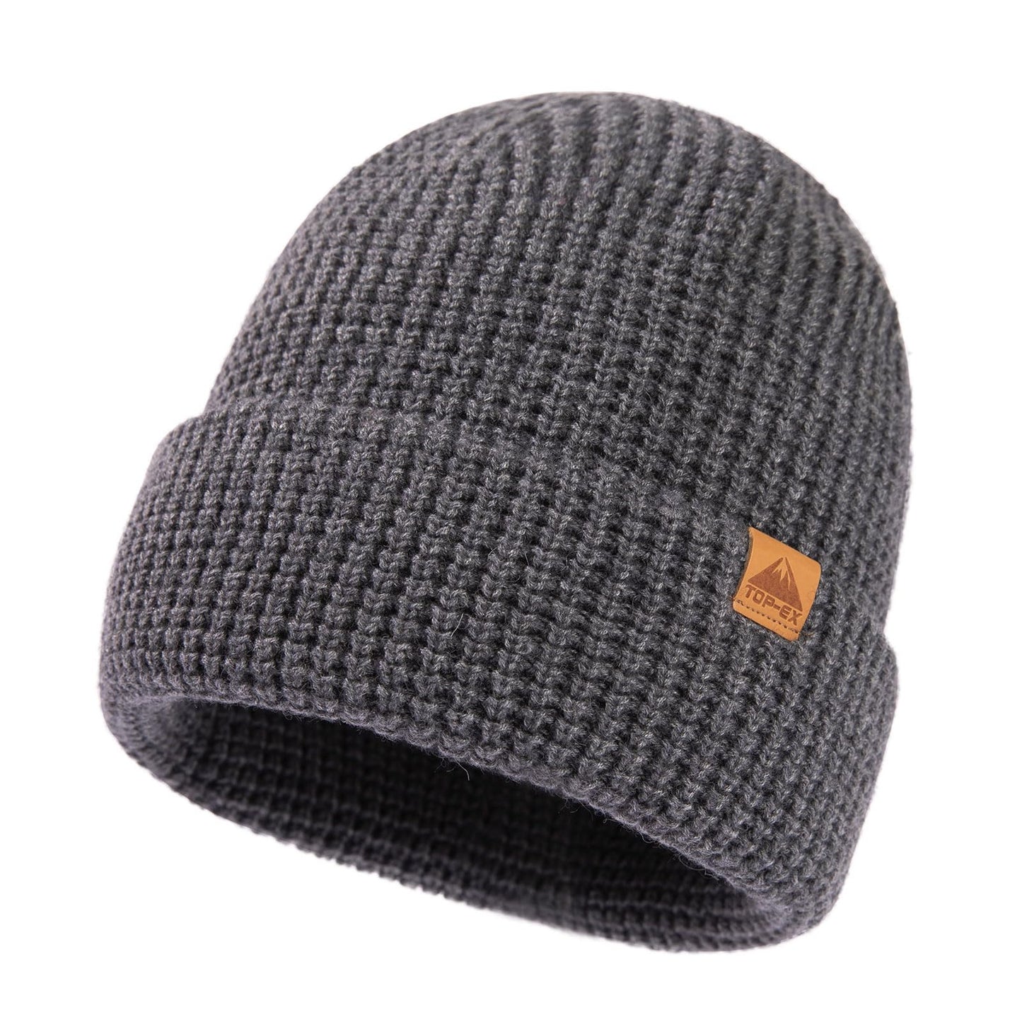 Mens Womens Oversized XL/XXL Winter Waffle Beanie Merino Wool Blend Knit Skull Watch Cap for Extra Large Big Heads Fisherman Warm Hat Cold-Weather Grey