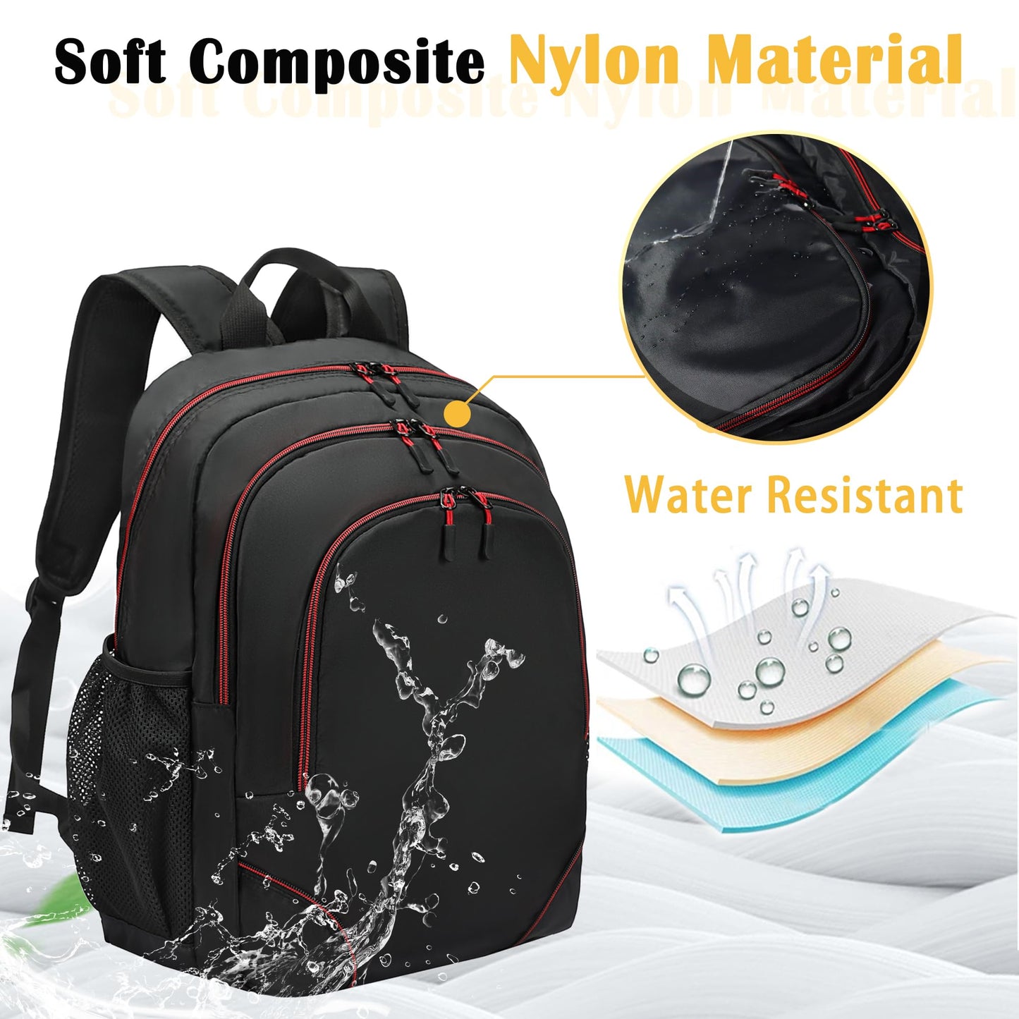 KUI WAN Backpack for Men and Women, Classical Bookbag with Multi-pockets Casual Daypack for College Sports Work Travel