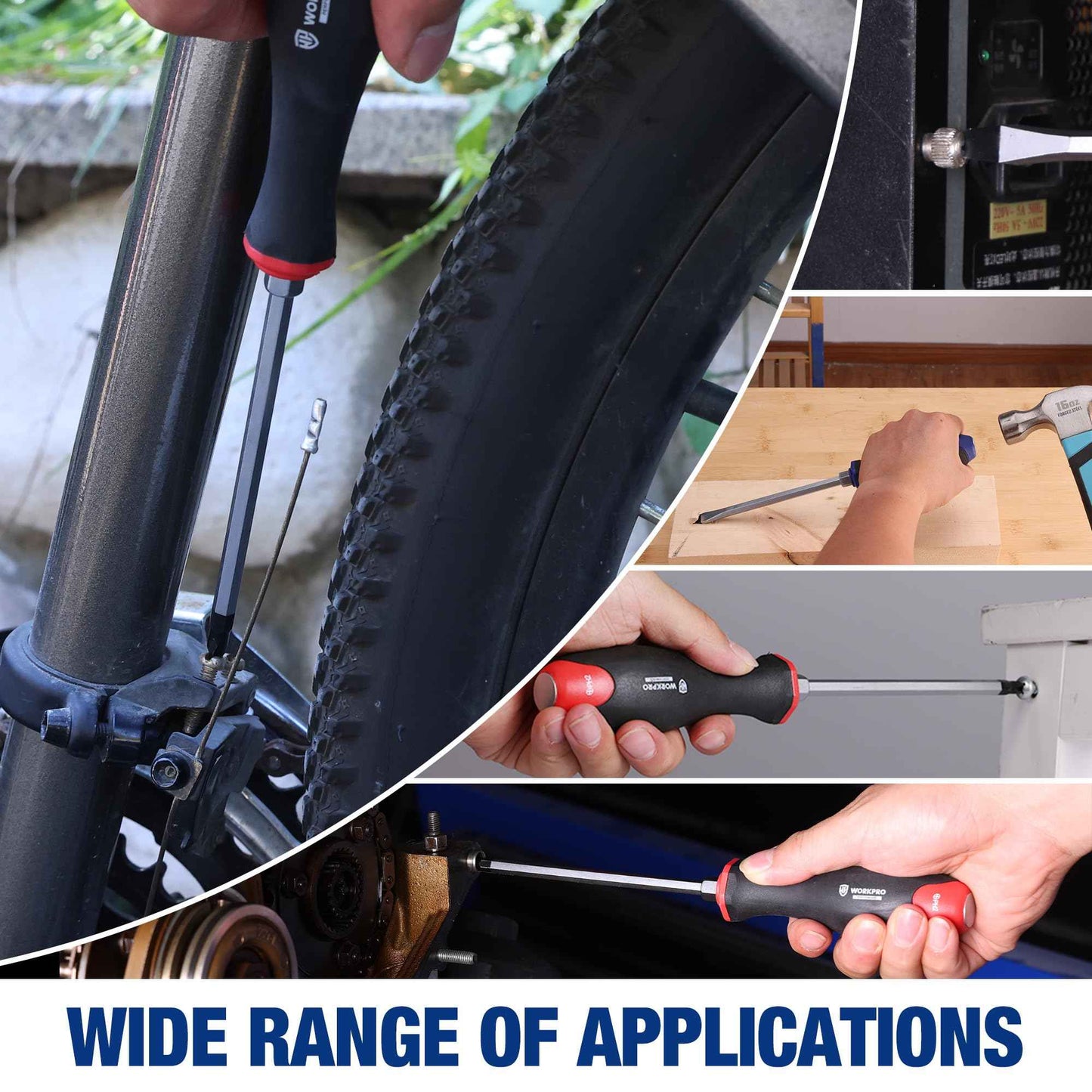 WORKPRO Magnetic Screwdriver Set 12-Piece, Go-Thru Screw Driver Set Kit with Wall Mount Rack, Includes Slotted & Phillips Screwdrivers, Magnetic Screwdriver with Magnetizer Demagnetizer Tools