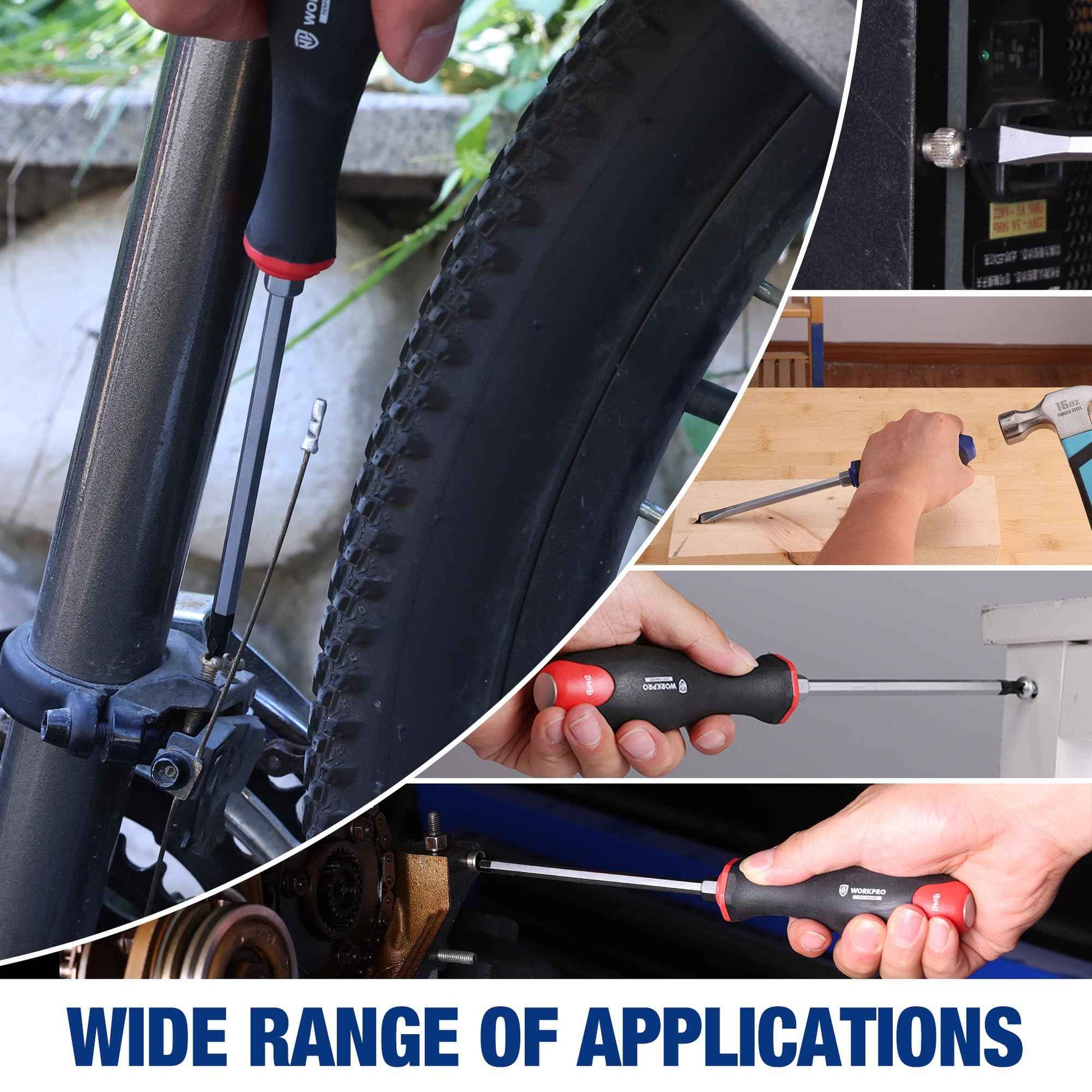 WORKPRO Magnetic Screwdriver Set 12-Piece, Go-Thru Screw Driver Set Kit with Wall Mount Rack, Includes Slotted & Phillips Screwdrivers, Magnetic Screwdriver with Magnetizer Demagnetizer Tools