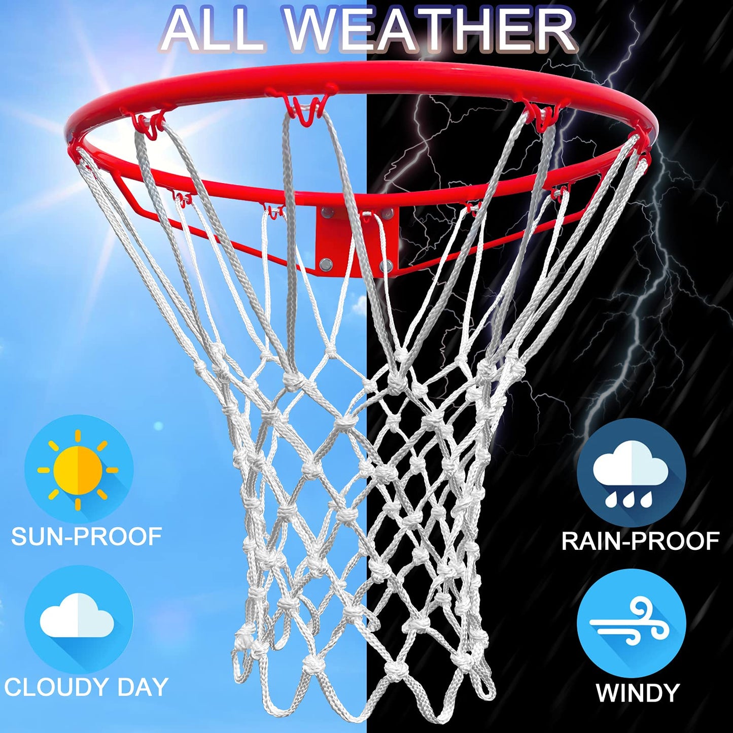 LAO XUE Basketball Net Outdoor,12 Loops Heavy Duty Replacement Net