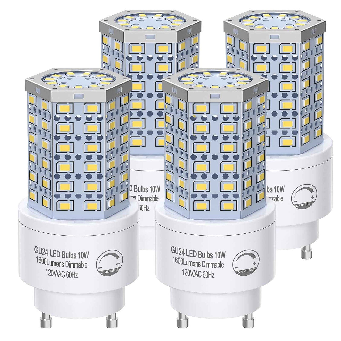BMXKPO GU24 LED Light Bulb Dimmable 3000K Soft White,100W Equivalent,1600 Lumens,Twist and Lock GU24 Pin Base with Two Prongs (4-Pack)