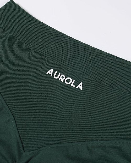 AUROLA Workout Shorts for Women - High Waisted V-Shape Seam Athletic Fitness Shorts | Embossed Logo