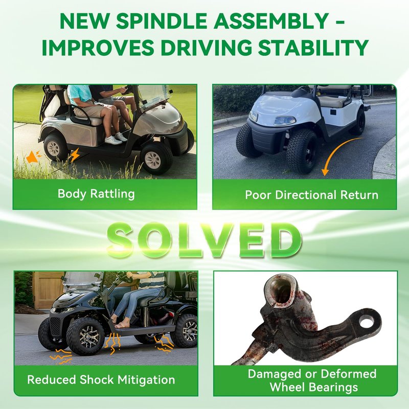 Panglong EZGO RXV Golf Cart Driver Spindle Assembly-Front Spindle Left, Suitable for 2008-Up EZGO RXV G & E, EZGO RXV Spindle Left Side Replace OEM# 601413 607413