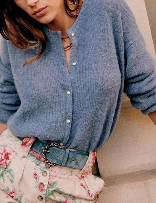 Lviefent Women's Knit Cardigan - Lightweight Casual Crew Neck Sweater | Long Sleeve Layering Top