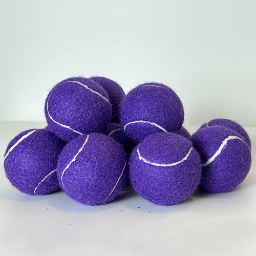 HiBallBall 12-Pack Practice Tennis Balls for Beginners & Dogs - Reusable Mesh Carry Bag Included - Ideal for Tennis Training, Pet Play, Fetch (Purple)