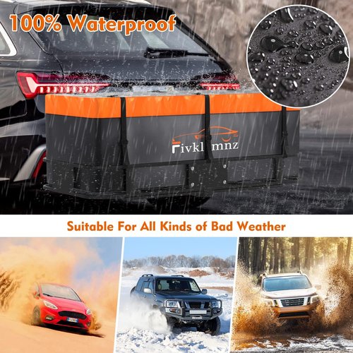 Cargo Carrier Bag by Hitch Mount - 100% Waterproof, 20 Cubic Feet, 6 Straps & Lock | Fits All Vehicles