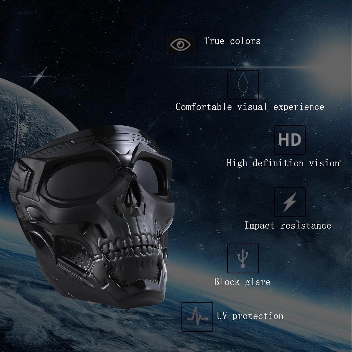 Skiennix Skull Mask - Full Face Tactical Mask for CS Survival Games & Halloween | Scary Cosplay Accessory