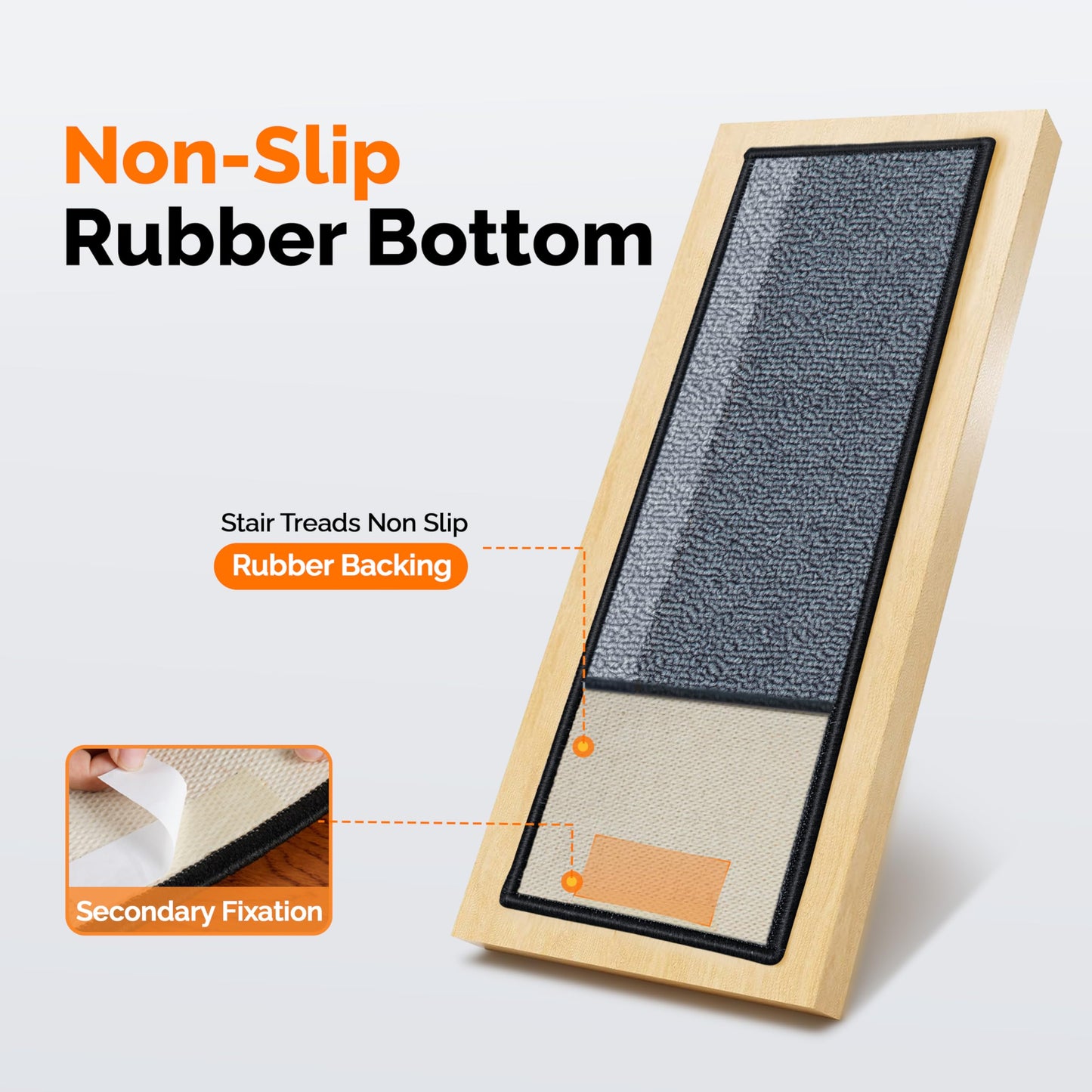 J JIMOO Stair Treads Non Slip for Wooden Steps, 15 PCS 8" X 30" Stair Carpet Runner Indoor with Extra Adhesive, Edging Staircase Rugs for Kids Pets Elders, Gray