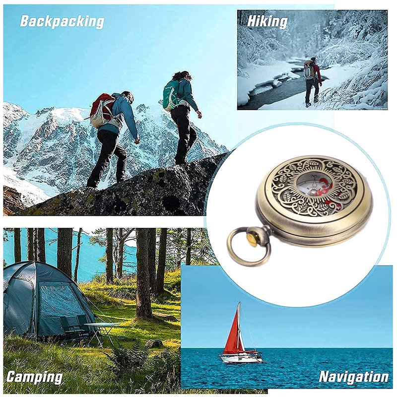 Brass Compass Hiking Durable Shockproof Waterproof Navigation Tool for Outdoor Camping Hunting Survival J35 Model
