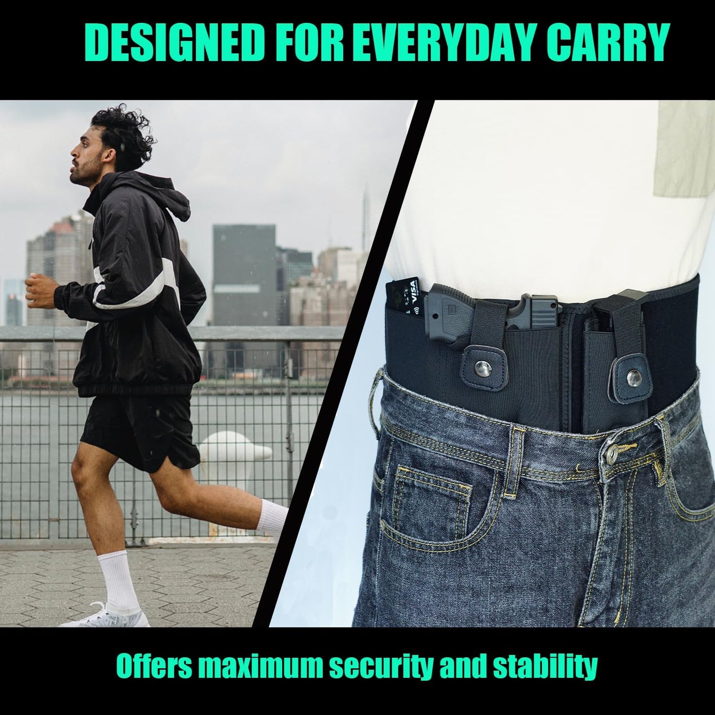 Skiennix Belly Band Holster - Comfortable Neoprene Gun Holster for Glock 19, 17, 42, 43X & More