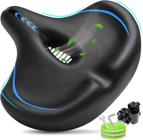 CDYWD Oversized Bike Seat - Extra Wide Comfort Cushion for Men & Women | Large Padded Replacement Saddle for Peloton & Cruiser Bikes