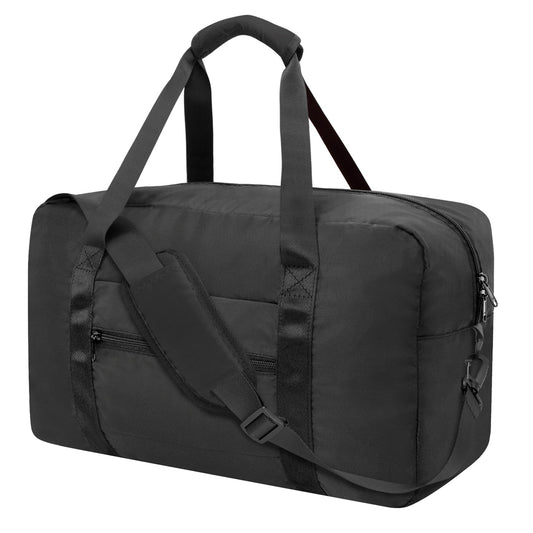 Foldable Travel Duffle Bag, Airlines Approved Carry On Bag Weekender Overnight Bag for Men Women, 40L (Black)