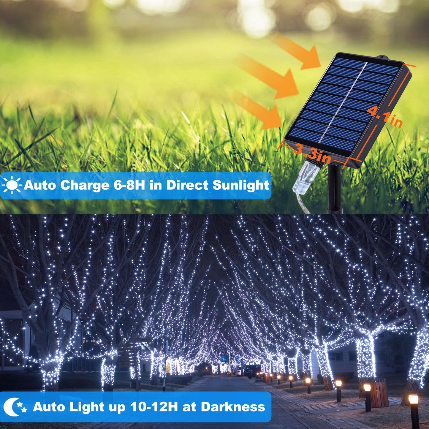 ZAIYW 300 LED 100Ft Solar Fairy Lights Outdoor, Solar Sliver Wire Fairy Lights with Timer Remote, Twinkle Lights Waterproof for Tree Garden Patio Wedding Decoration (Cool White)