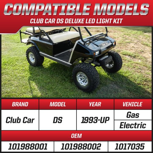 Golf Cart Headlight Taillight Kit, Club Car DS 12V LED Headlight Tail Light Kit, Club Car Headlight Taillight Kit for 1993-UP DS Gas and Electric, Golf Cart Street Legal light Kit with Wire Harness