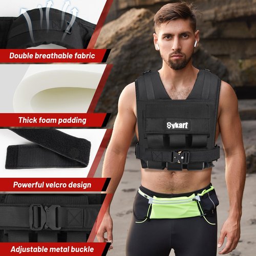 Weighted Vest Men 26lbs | 35lbs | 45lbs, Weighted Workout Vest With Removable Iron Weights, Weight Vest for Men and Women, Heavy Duty Weighted Exercise Vest for Strength Training Running Walking (26lbs)