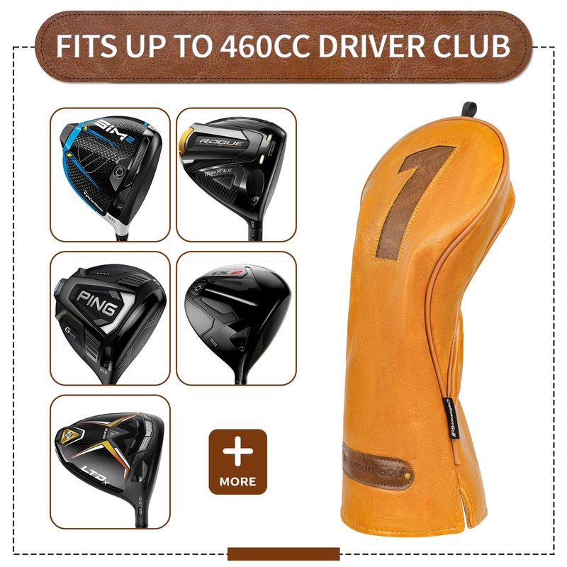 Craftsman Golf Vintage Leather Brown Golf Club Headcover for Driver
