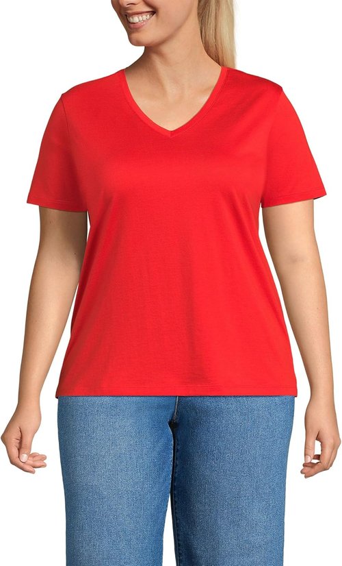 Lands' End Supima Cotton V-Neck T-Shirt - Women's Relaxed Fit | American-Grown Quality