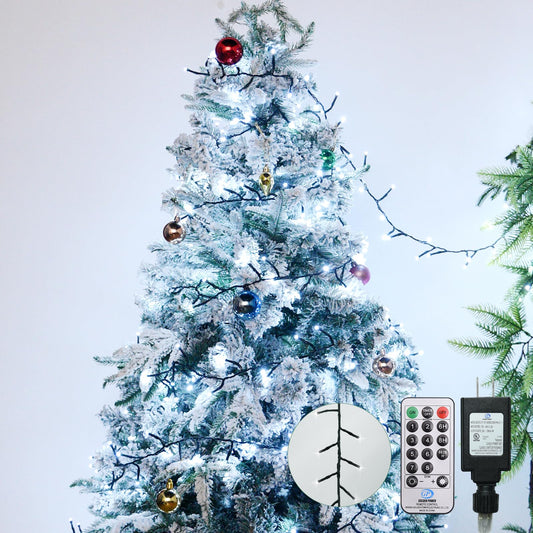 Cluster Lights 200 Led Fairy Lights 29FT Twinkle Lights with Remote 8 Modes String Lights Timer Plug in Firecracker Fairy Lights for Bedroom Outdoor Decorations,Cool White