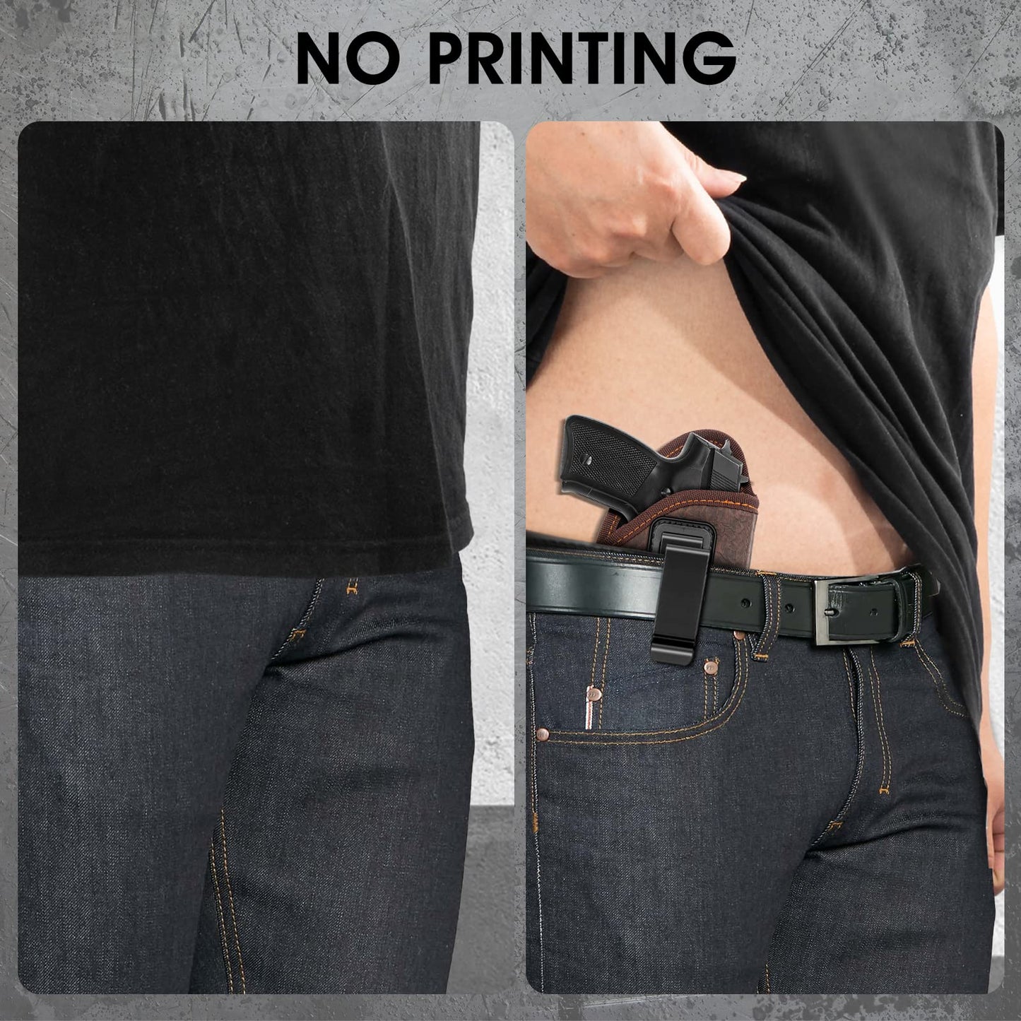 2 Pack IWB Holster with Laser Sight, Concealed Carry Gun Holster for Men, ECO Leather Concealment Inside Waistband Holsters Fits Most Compact 9/40/45 & Laser Attachment
