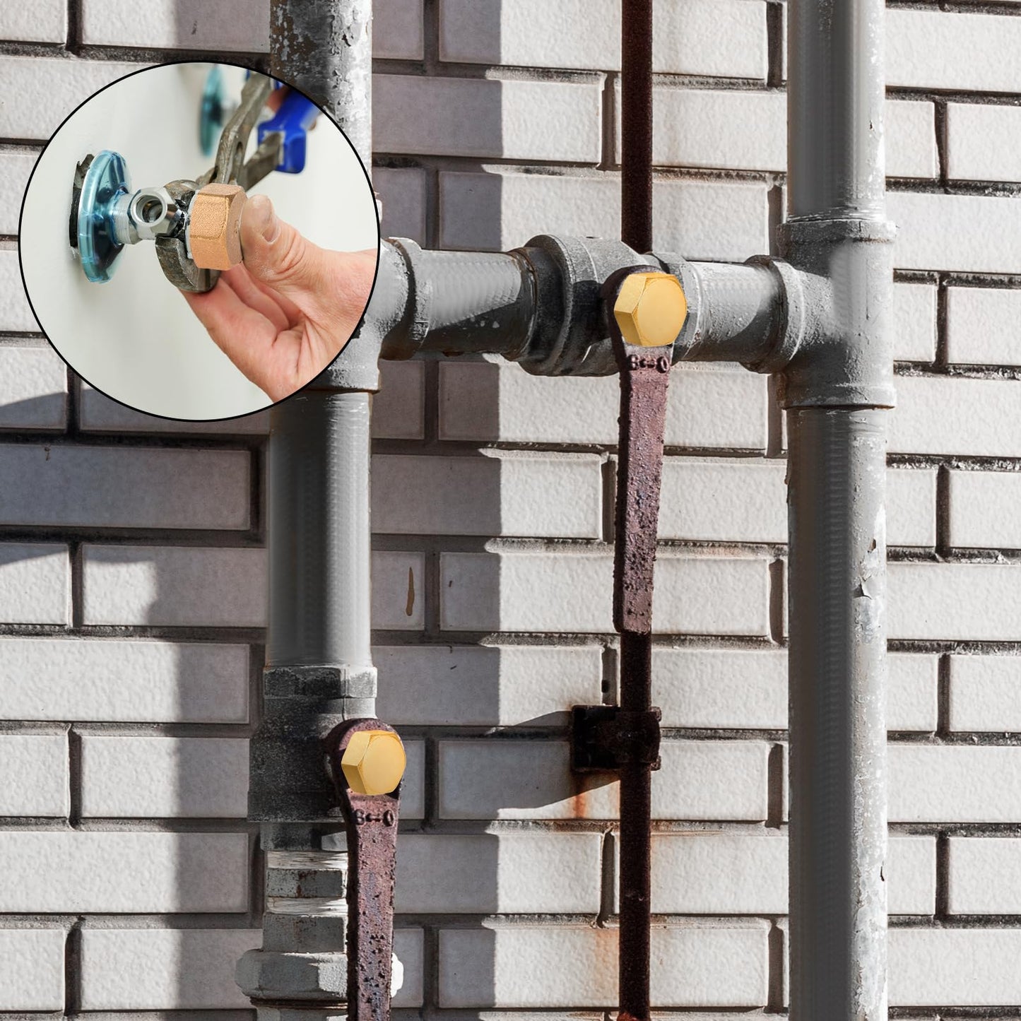 Jeffdad 6 Pcs Brass Blanking Nut Cap, 3/4" Female Blanking Stop Cap with Washers, Plumbing Fittings for Washing Machine Radiator Valve Faucets Tap(3/4 inch)