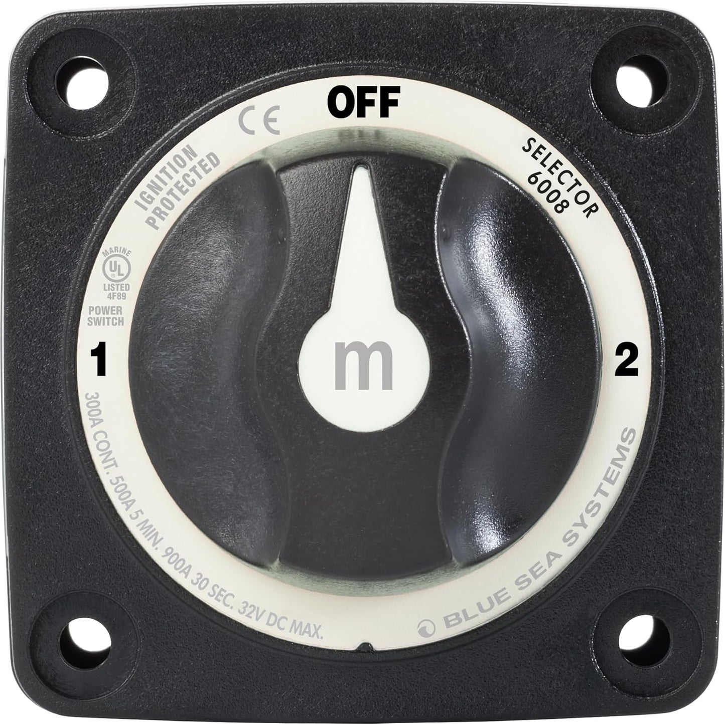 Blue Sea Systems Mini Battery Switch - 3-Position, Black | Durable 6008200 m-Series Design
