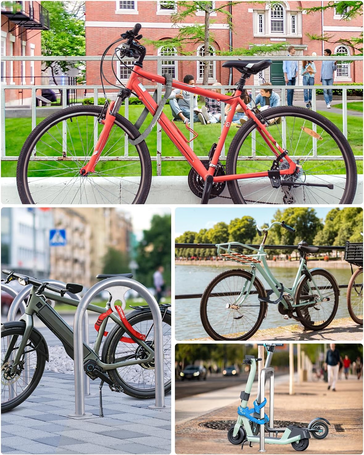 Sportneer Bike Lock - High Security 5-Digit Combination Anti-Theft Chain Lock | 3.2/3.6/4ft, 4/6mm Thick