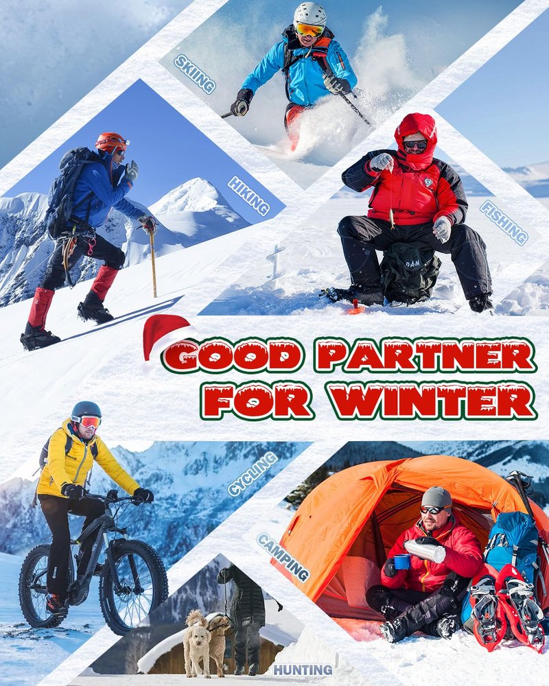 Heated Socks for Men and Women, 5000mAh Rechargeable Heated Socks with 4 Heat Settings, 360° Surround Heating, Washable Winter Feet Warmers for Hunting, Skiing, Camping, Hiking