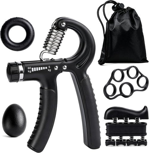 Hand Grip Strength Trainer Kit - 5 Pack Adjustable Resistance Forearm Grippers for Enhanced Strength
