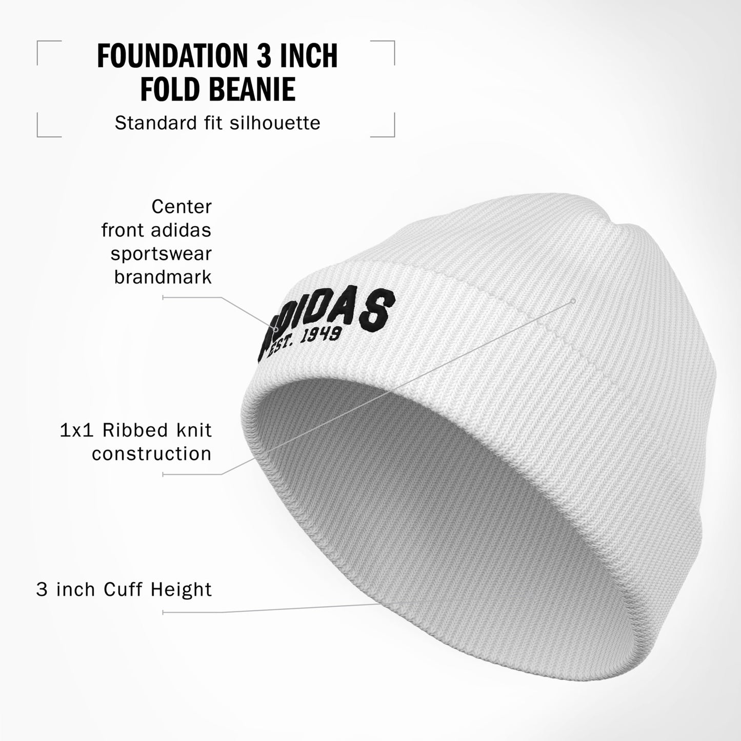 Foundation Beanie, Standard fit Cuffed Acrylic Knit hat/Cap for Winter