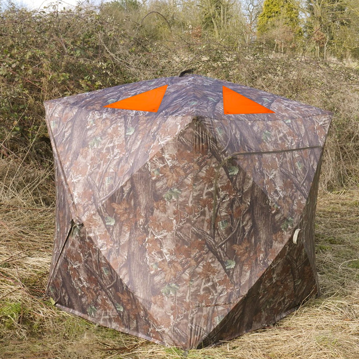 Shupakul 4 Pcs Blaze Orange Safety Panels,Waterproof Hunting Safety Blind Panels with 12 Buttons & Storage Bag,Portable Blind Cover for Ground Blind Tree Stand