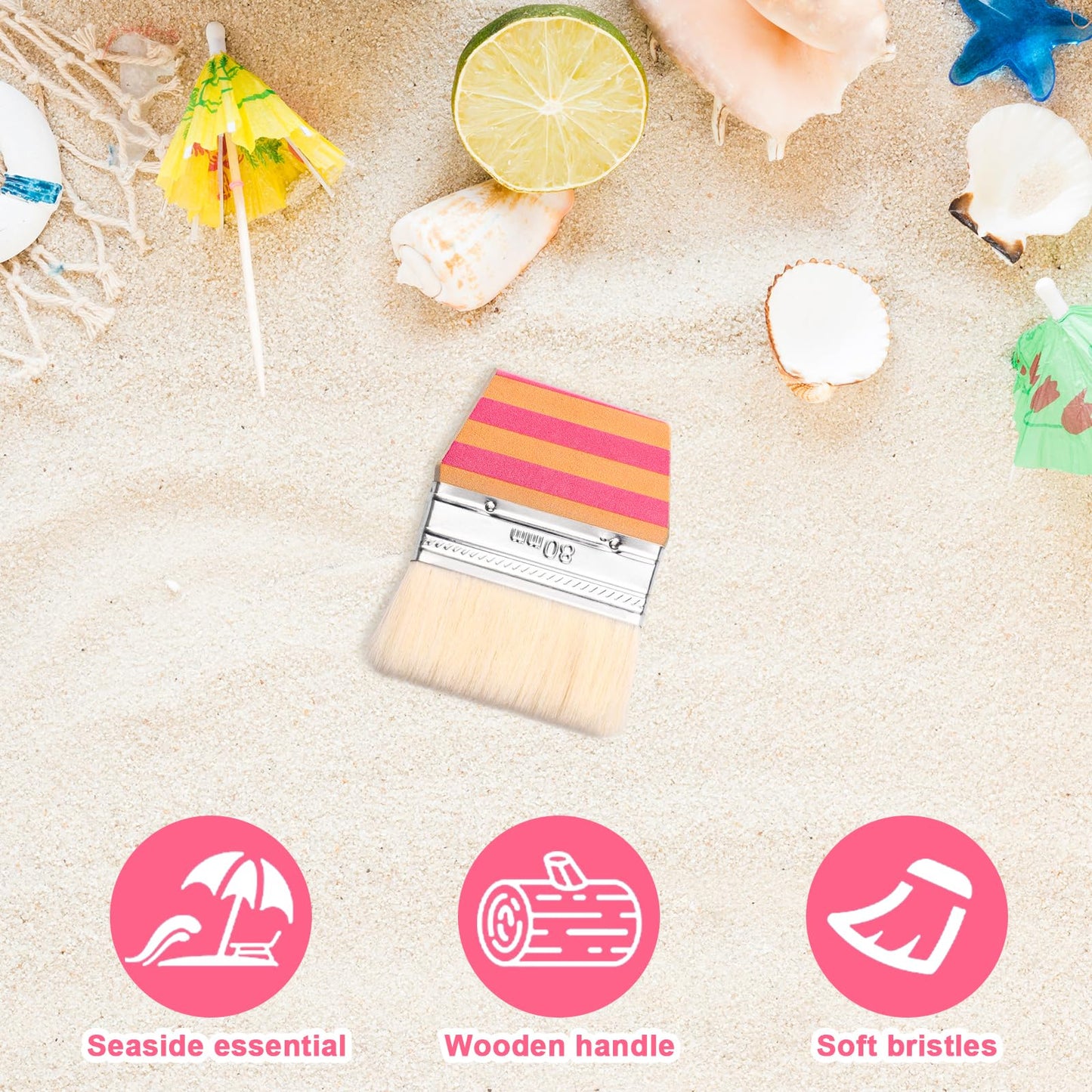Sand Beach Cleaning Brush Sand Remover Brush Body Skin Cleaning Beach Accessories Soft Sand Off Brush for Vacation Lightweight & Portable Holiday Essentials(Stripe)