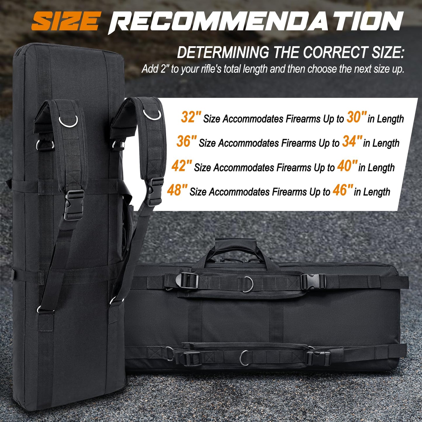 DULCE DOM 42 Inch Rifle Bag, Soft Double Rifle Case for Firearm Storage and Transportation, Tactical Portable Long Gun Case Carrying Backpack with Molle for Shooting Range Hunting Outdoors