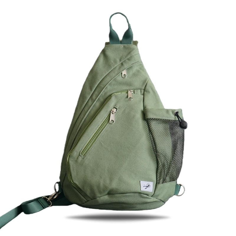 Shamguru Canvas Sling Bag Crossbody Backpack - Adjustable Strap Daypack with Anti-Theft Pocket and Water Bottle Holder