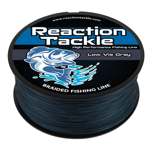 Reaction Tackle Braided Fishing Line - Pro Grade Power Performance for Saltwater or Freshwater Fish - Colored Fishing Line Braid for Extra Visibility - Low Vis Gray 50 Lb (150 Yards)