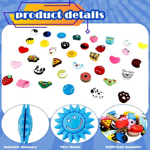 Spaluck 36 Pcs Cute Tennis Racket Vibration Dampener Funny Cartoon Silicone Tennis Absorber Dampeners for Sport Racquetball Tennis